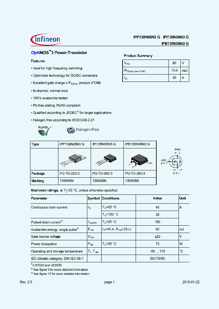 IPI139N08N3G_948207.PDF Datasheet