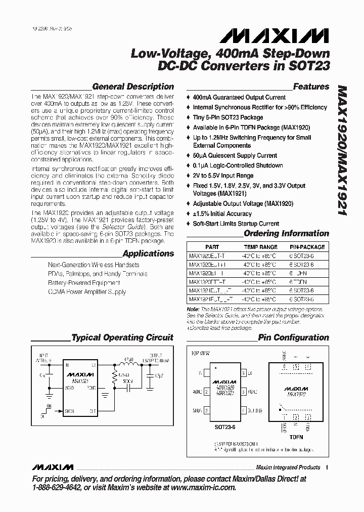 MAX1921EUT33T_627331.PDF Datasheet