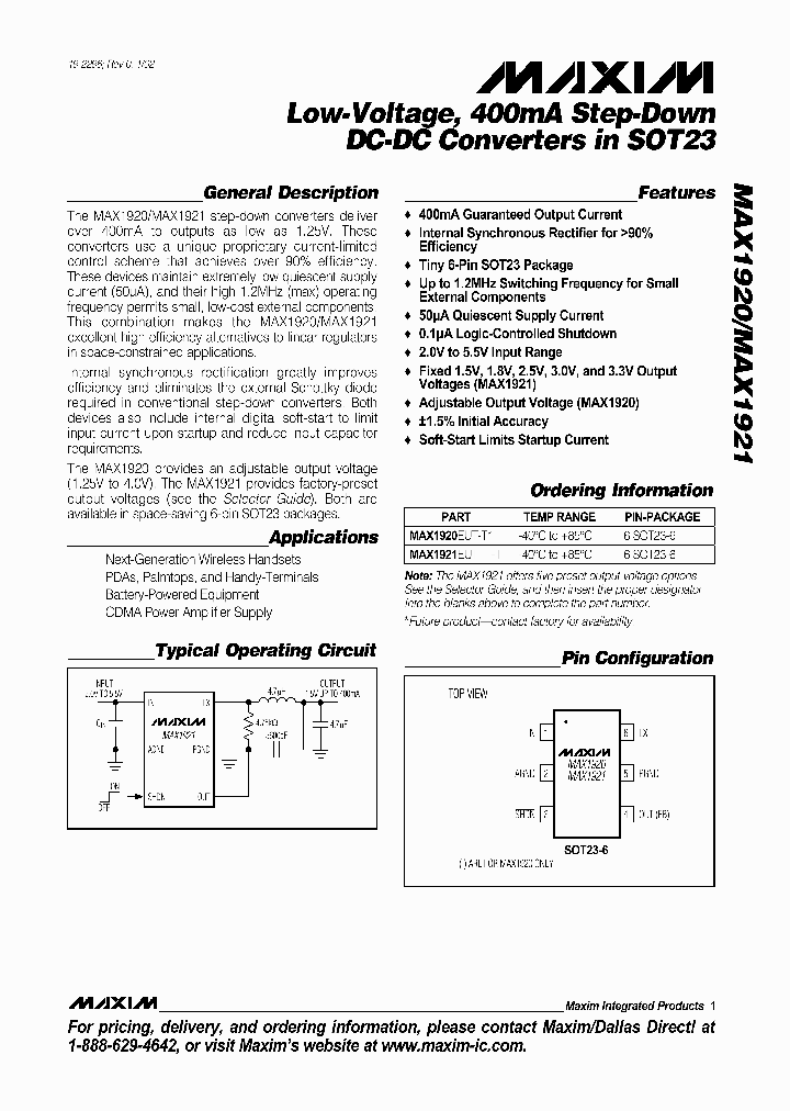 MAX1921EUT33-T_627332.PDF Datasheet