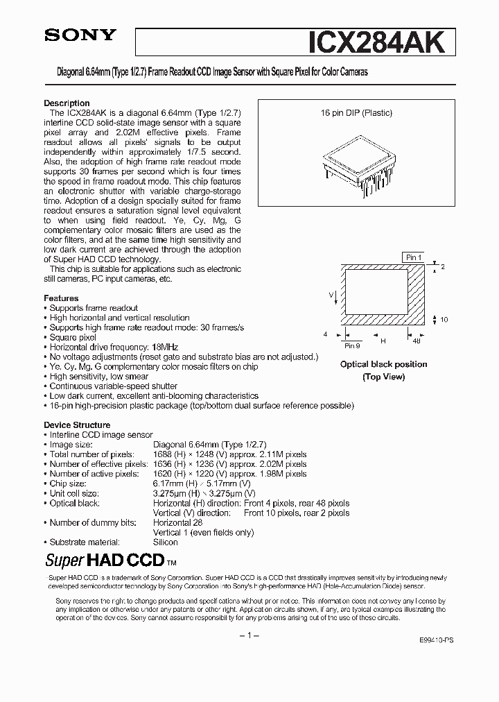 ICX284AK_957083.PDF Datasheet
