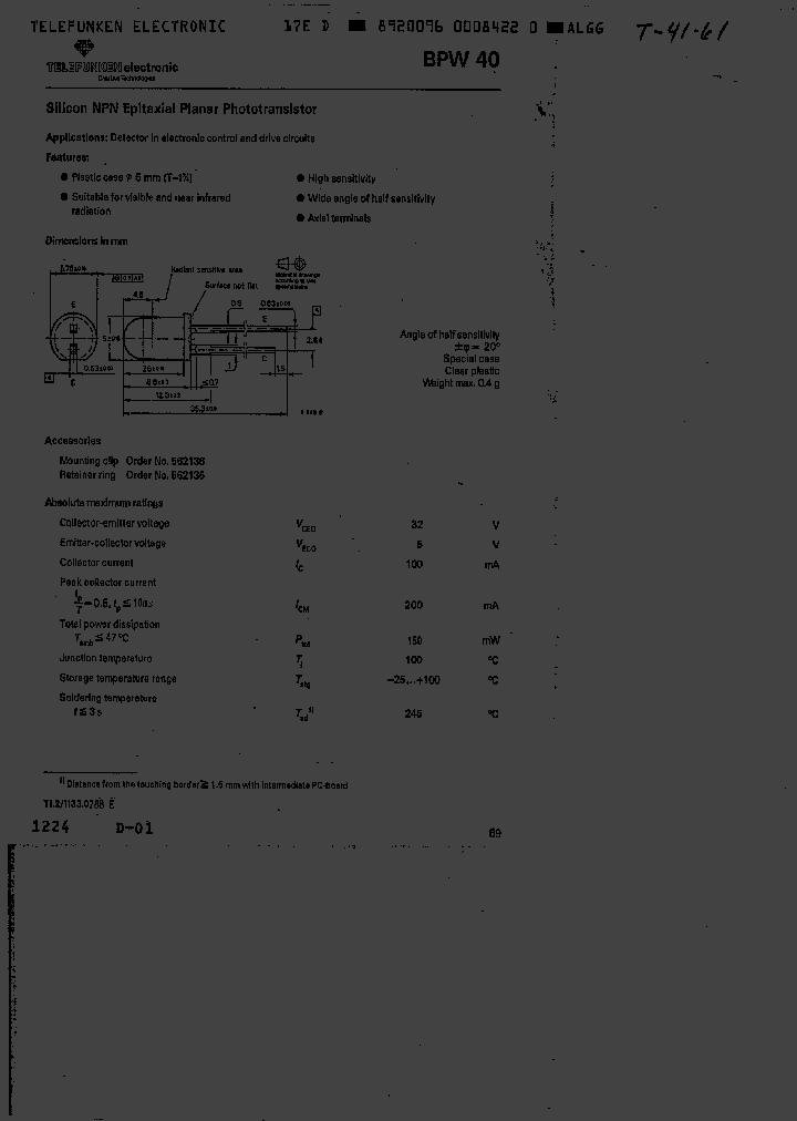 BPW40_629733.PDF Datasheet