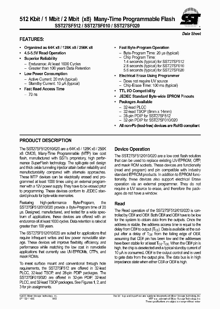 SST27SF512-70-3C-PGE_632471.PDF Datasheet