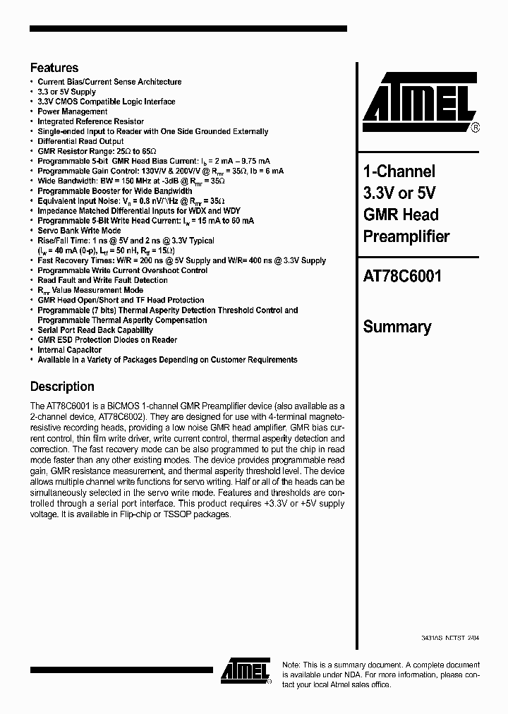 AT78C6001_812868.PDF Datasheet