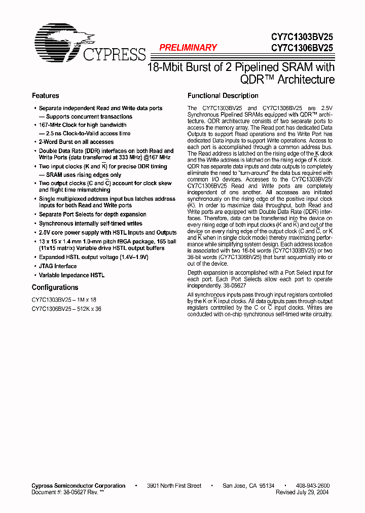 CY7C1303BV25-100BZXC_884622.PDF Datasheet