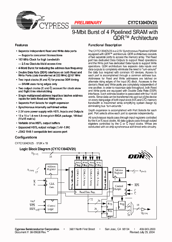 CY7C1304DV25-100BZXC_884623.PDF Datasheet
