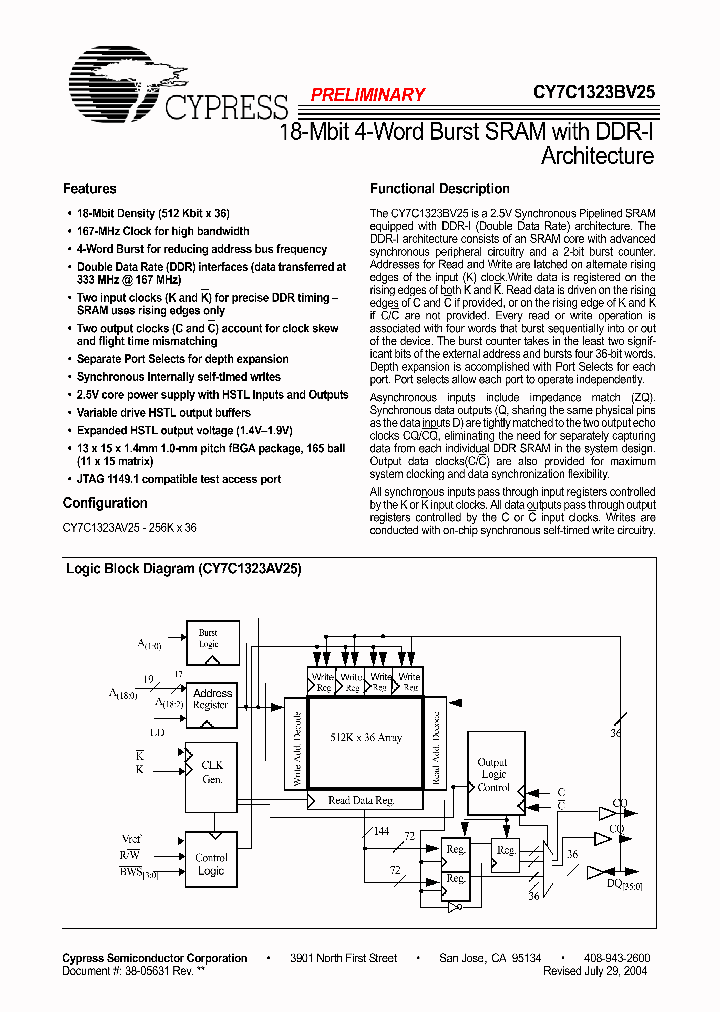 CY7C1323BV25-100BZXC_884631.PDF Datasheet