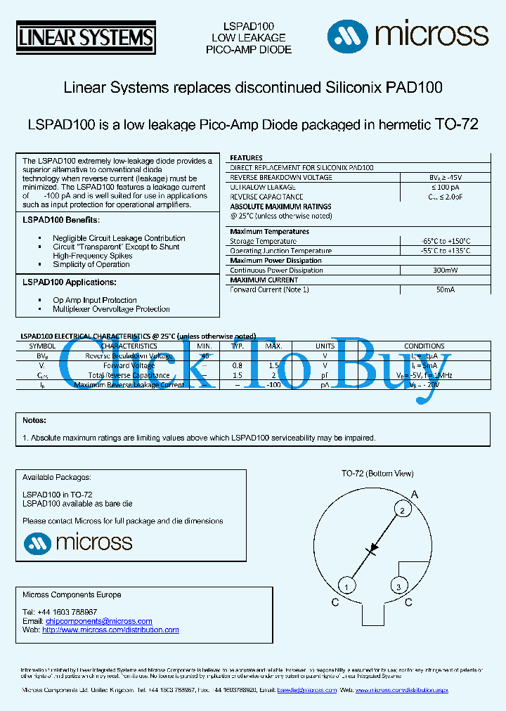 LSPAD100TO-72_990223.PDF Datasheet