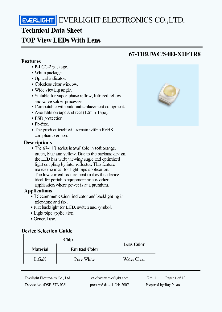 67-11BUWC-S400-X10-TR8_998795.PDF Datasheet
