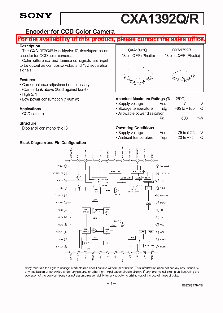 CXA1392QR_911754.PDF Datasheet