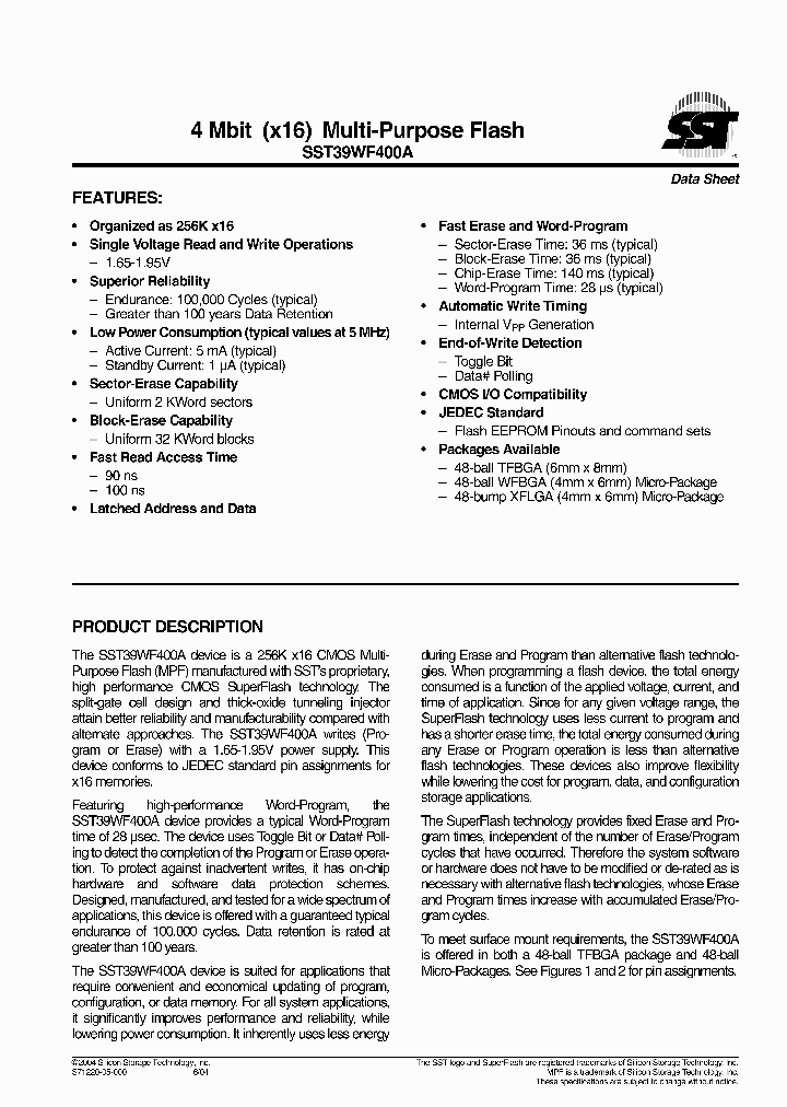 SST39WF400A-100-4I-M1Q_646815.PDF Datasheet