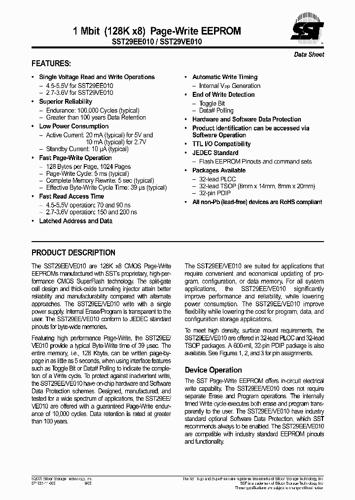 SST29VE010-200-4I-NHE_1030230.PDF Datasheet