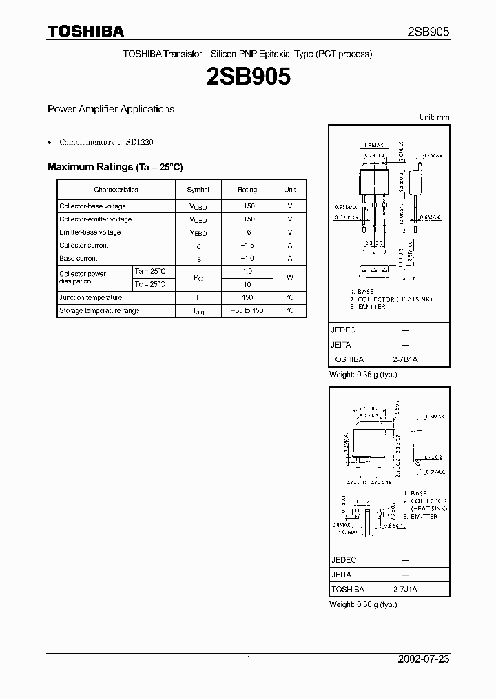 2SB905_929936.PDF Datasheet