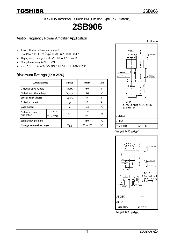 2SB906_929937.PDF Datasheet