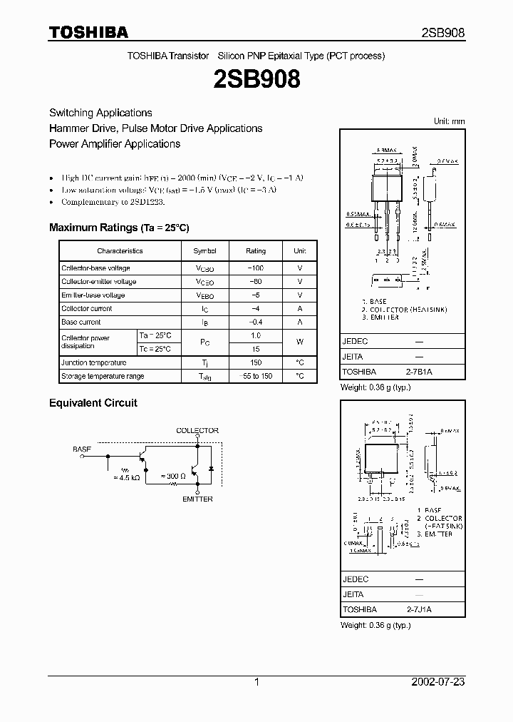 2SB908_929939.PDF Datasheet