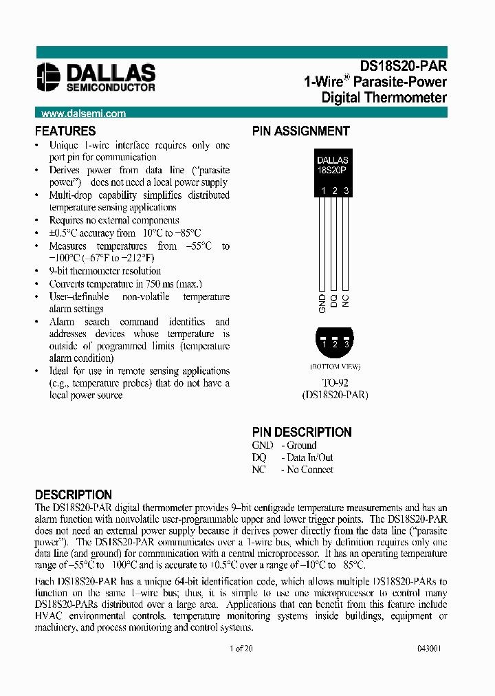DS18S20-PAR_1043014.PDF Datasheet