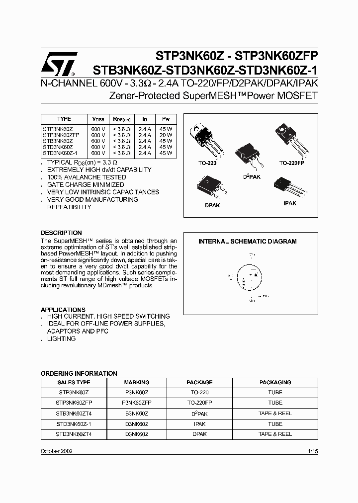 STB3NK60Z_935664.PDF Datasheet