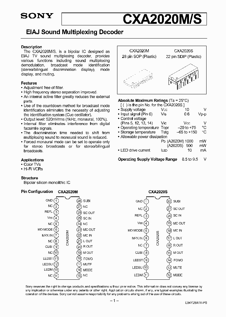 CXA2020MS_947561.PDF Datasheet