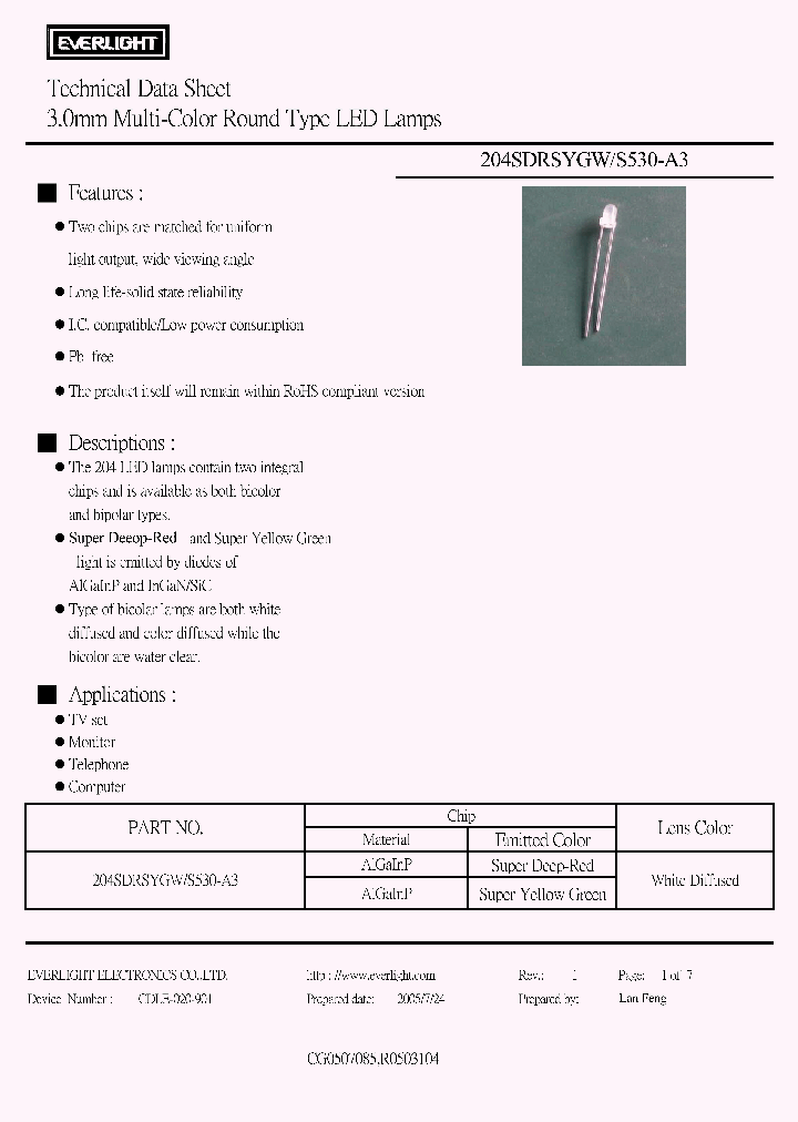 204SDRSYGW-S530-A3_1066970.PDF Datasheet
