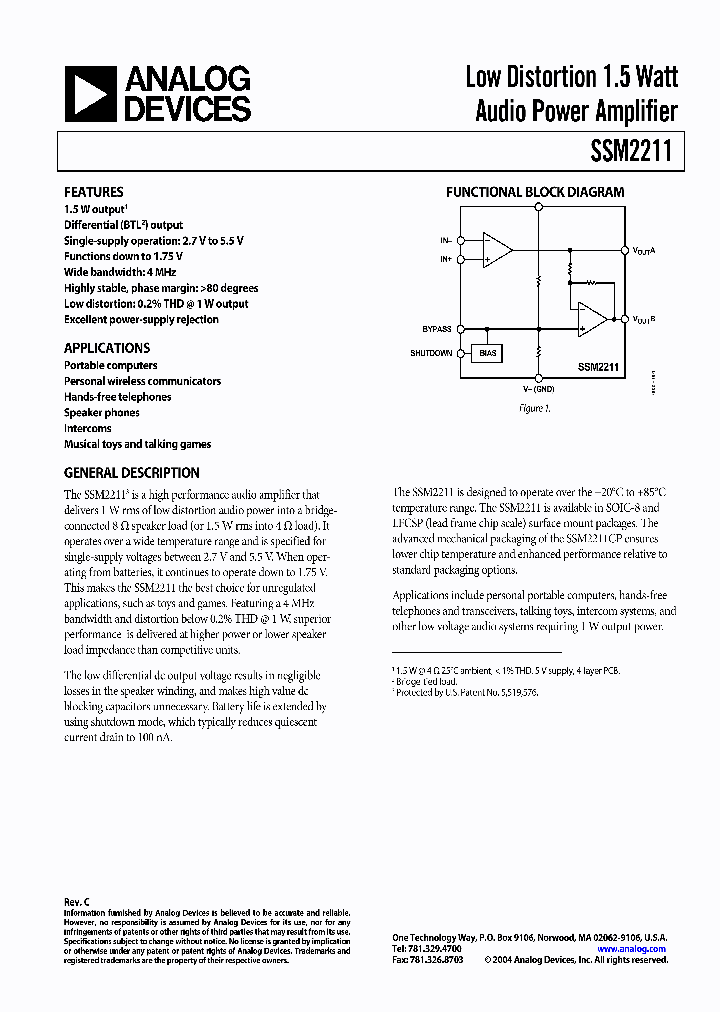 SSM2211CP-R2_954489.PDF Datasheet