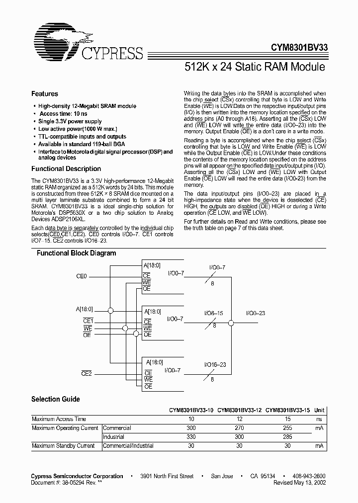 CYM8301BV33-10BGC_955980.PDF Datasheet