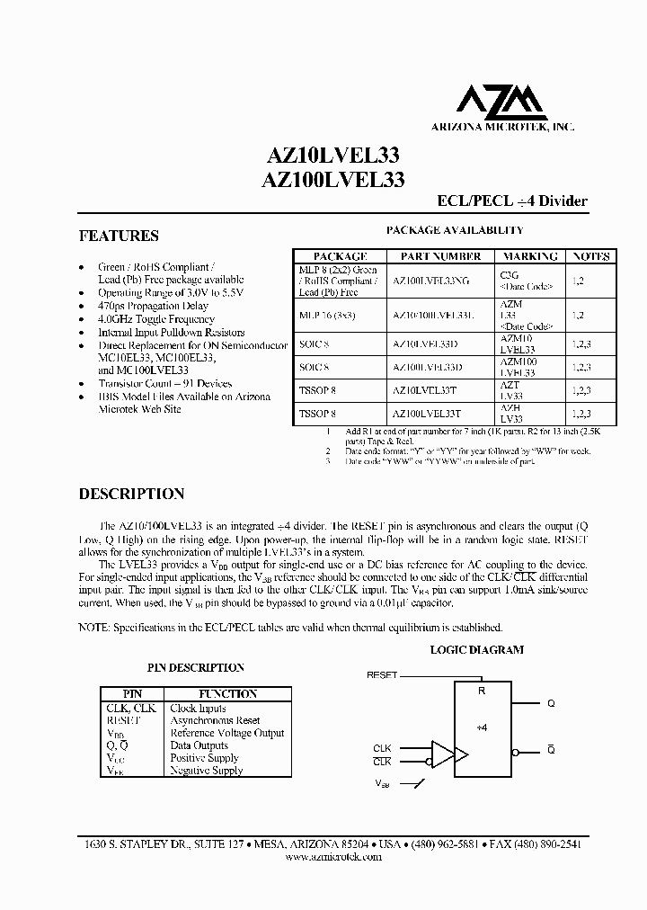AZ100LVEL33NG_672018.PDF Datasheet