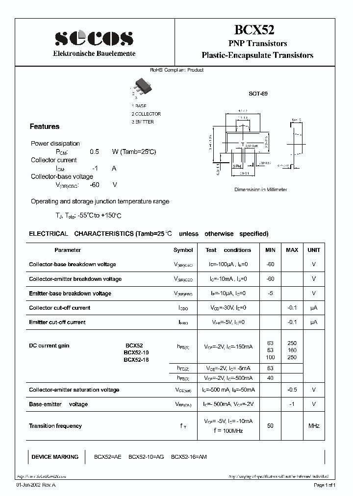 BCX52_1087690.PDF Datasheet