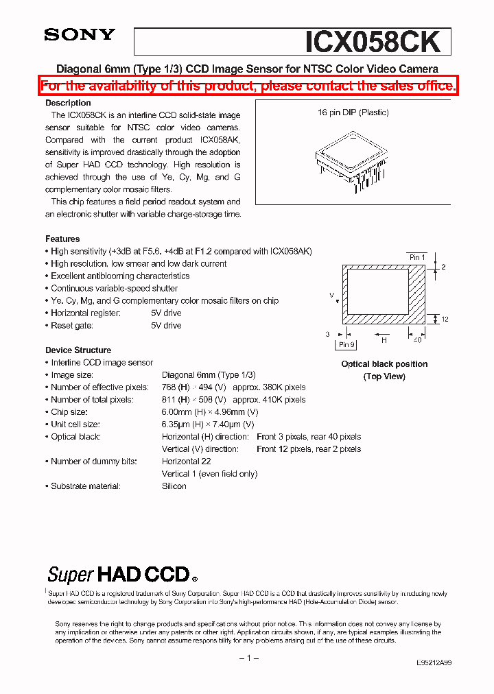 ICX058CK_981200.PDF Datasheet