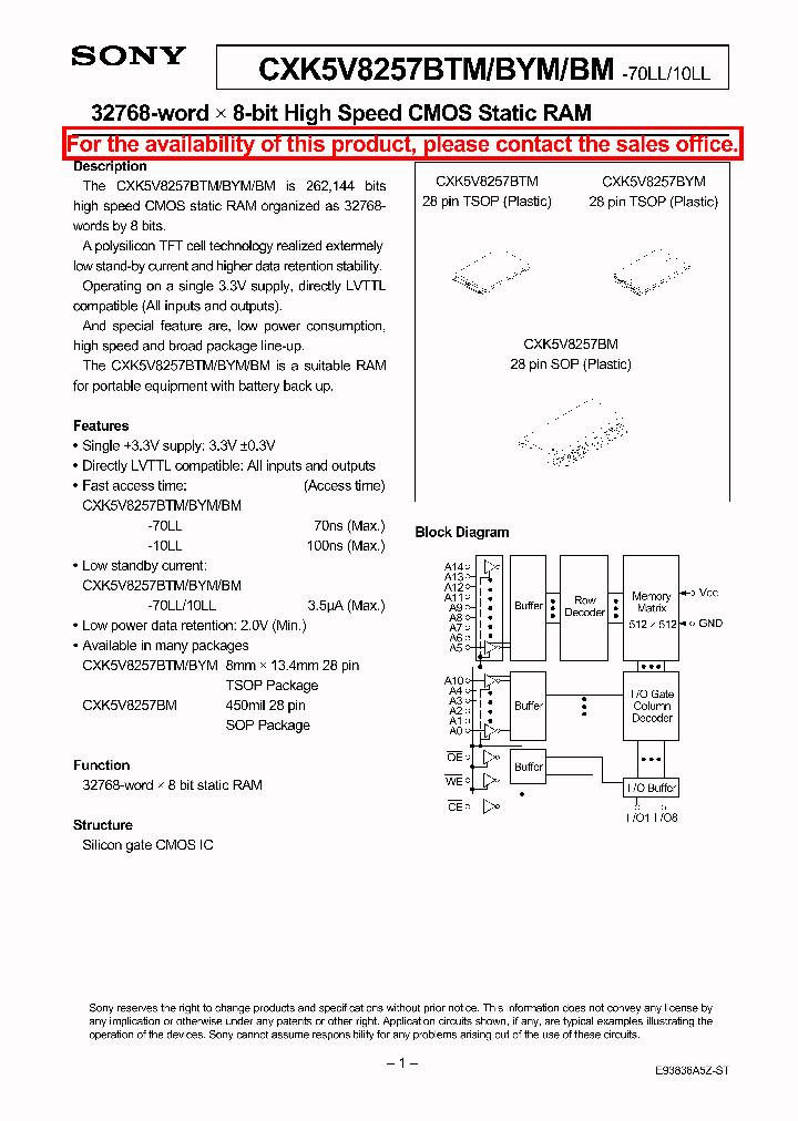 CXK5V8257BTMBYMBM-10LL_981784.PDF Datasheet
