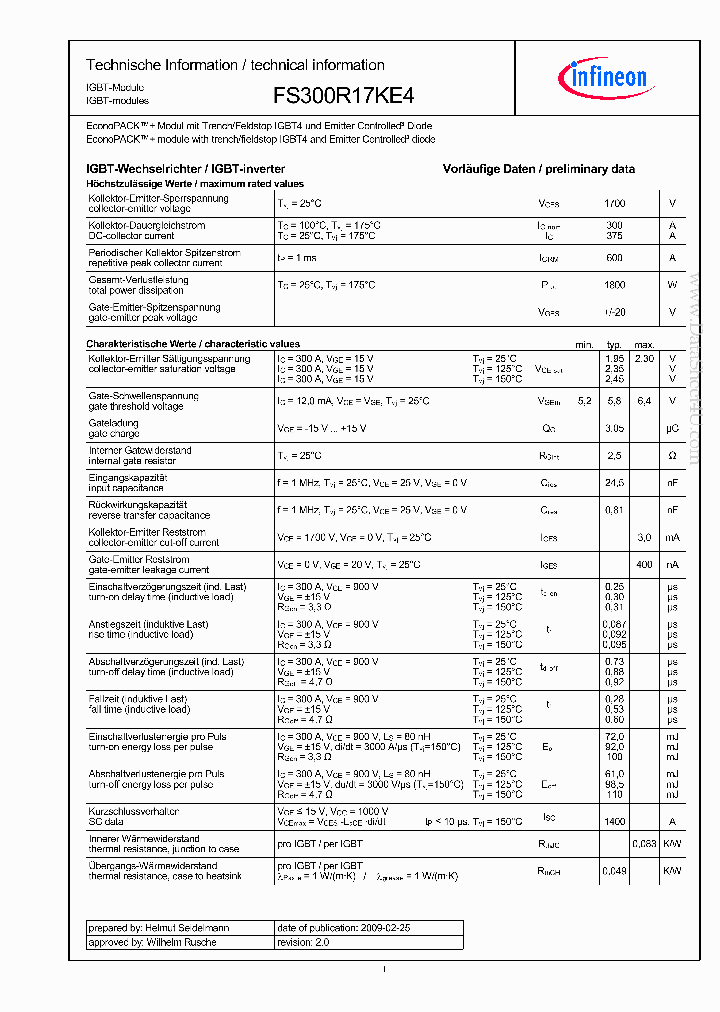 FS300R17KE4_801285.PDF Datasheet