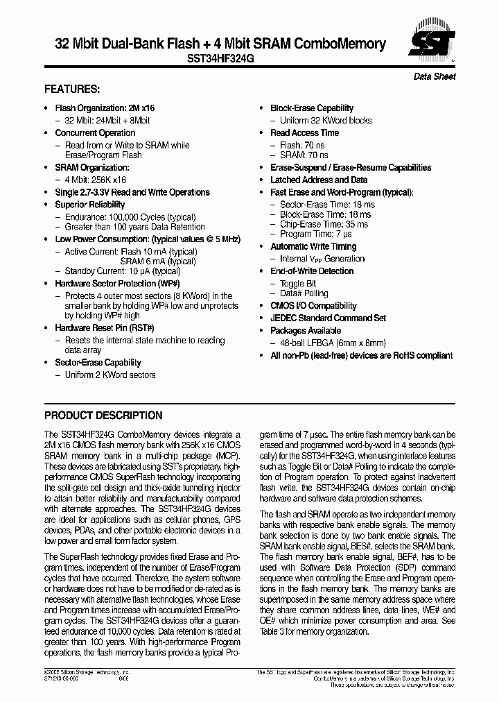 SST34HF324G-70-4E-L3KE_692802.PDF Datasheet