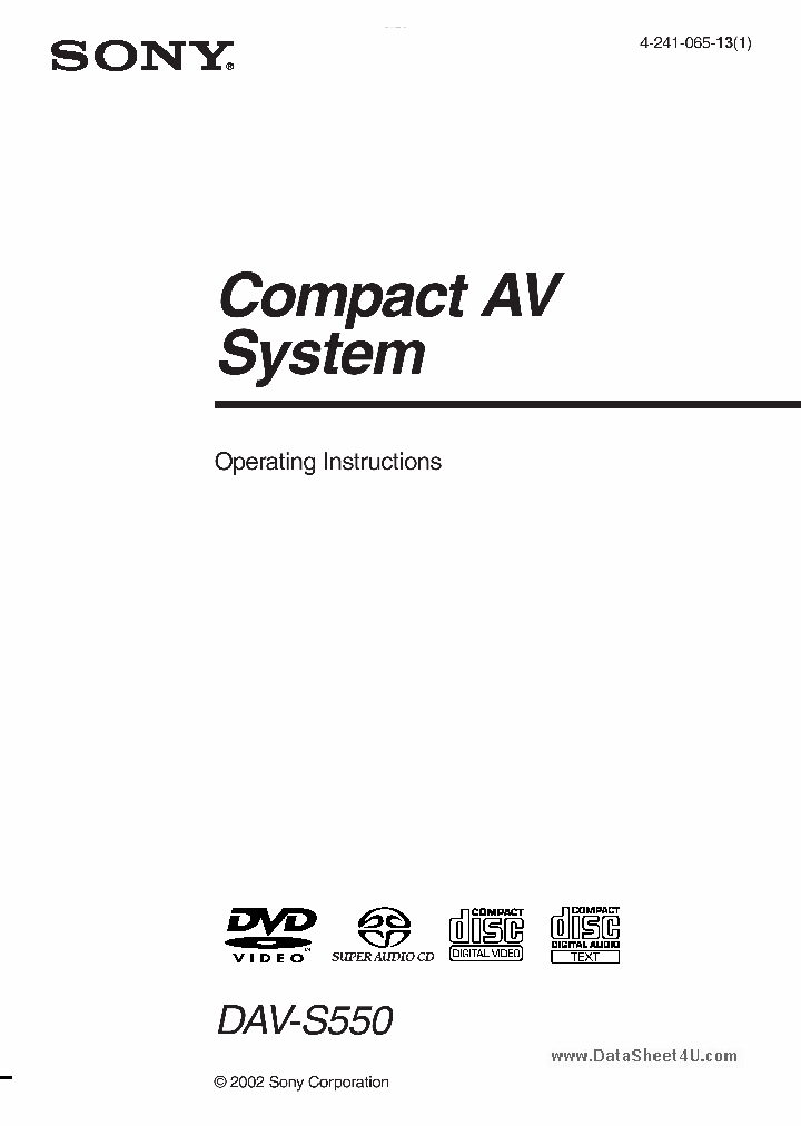 DAV-S550_841716.PDF Datasheet