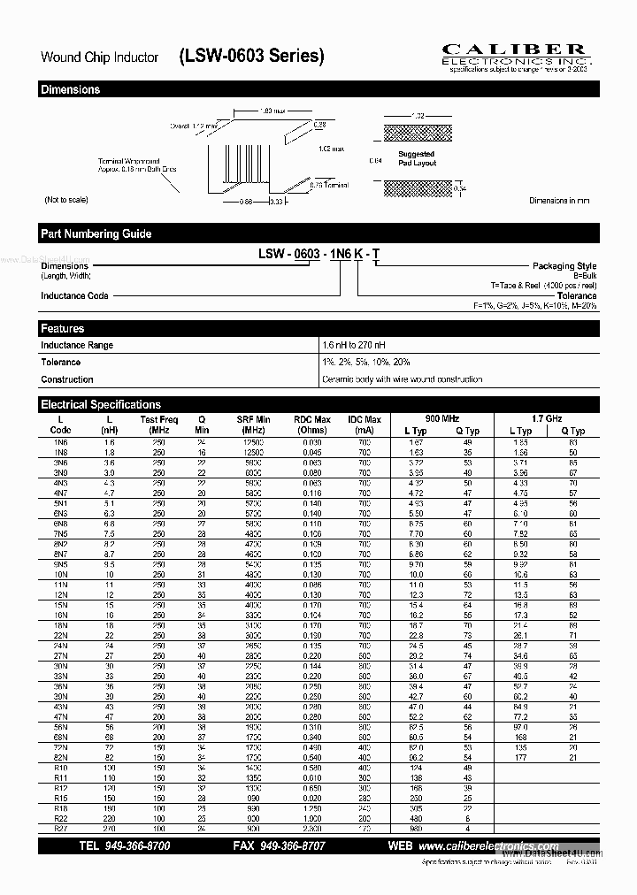 LSW-0603_847366.PDF Datasheet