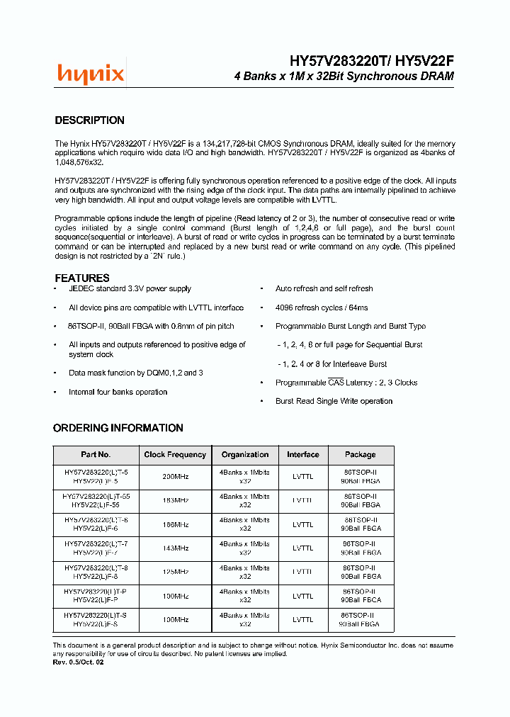 HY5V22F_716284.PDF Datasheet