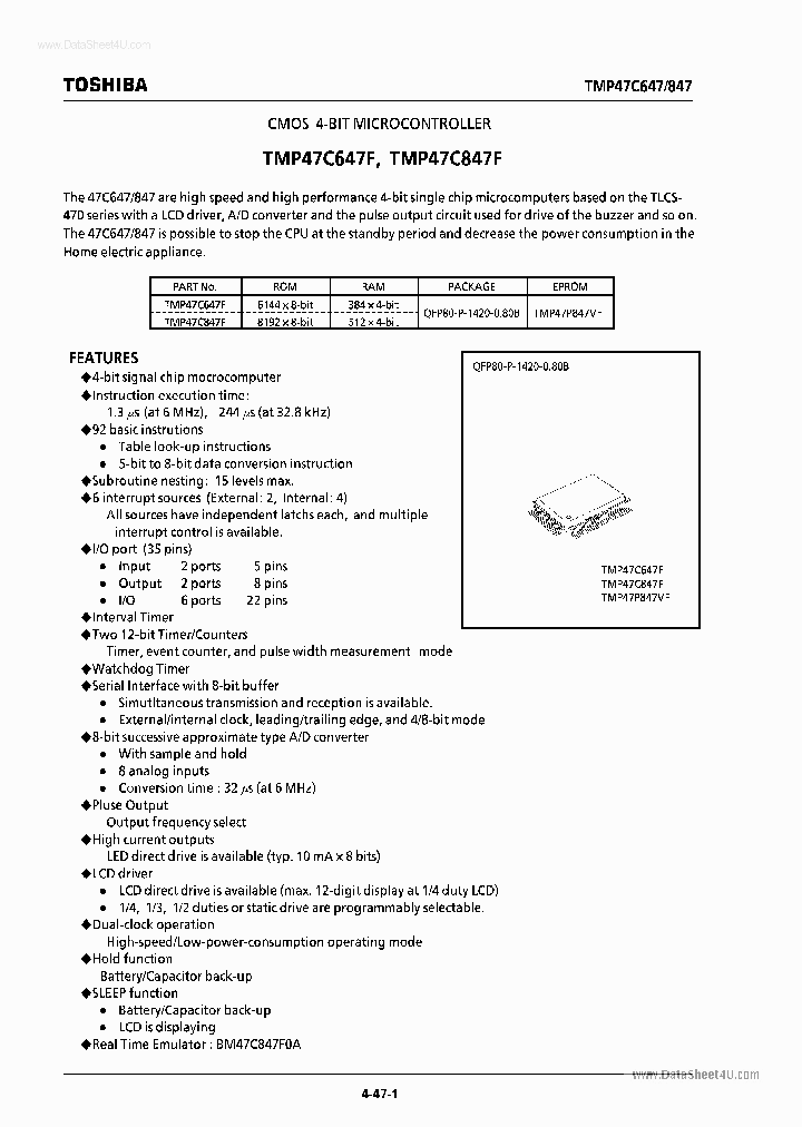 TMP47C647F_862365.PDF Datasheet