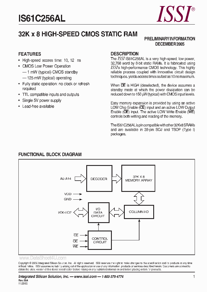 IS61C256AL_863704.PDF Datasheet