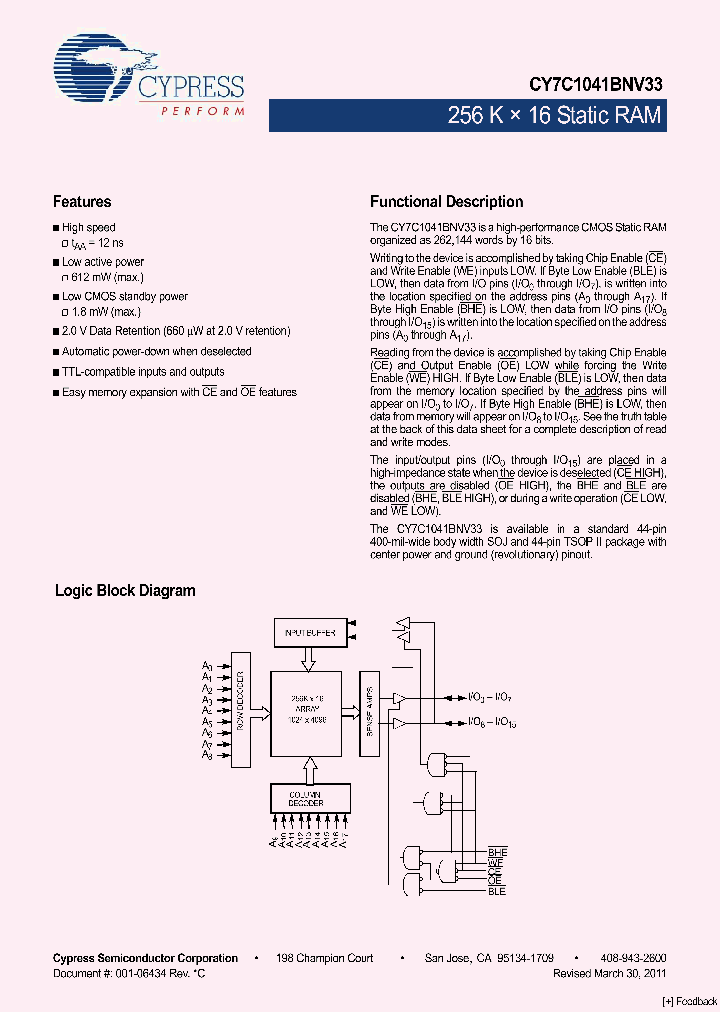 CY7C1041BNV33_1149623.PDF Datasheet