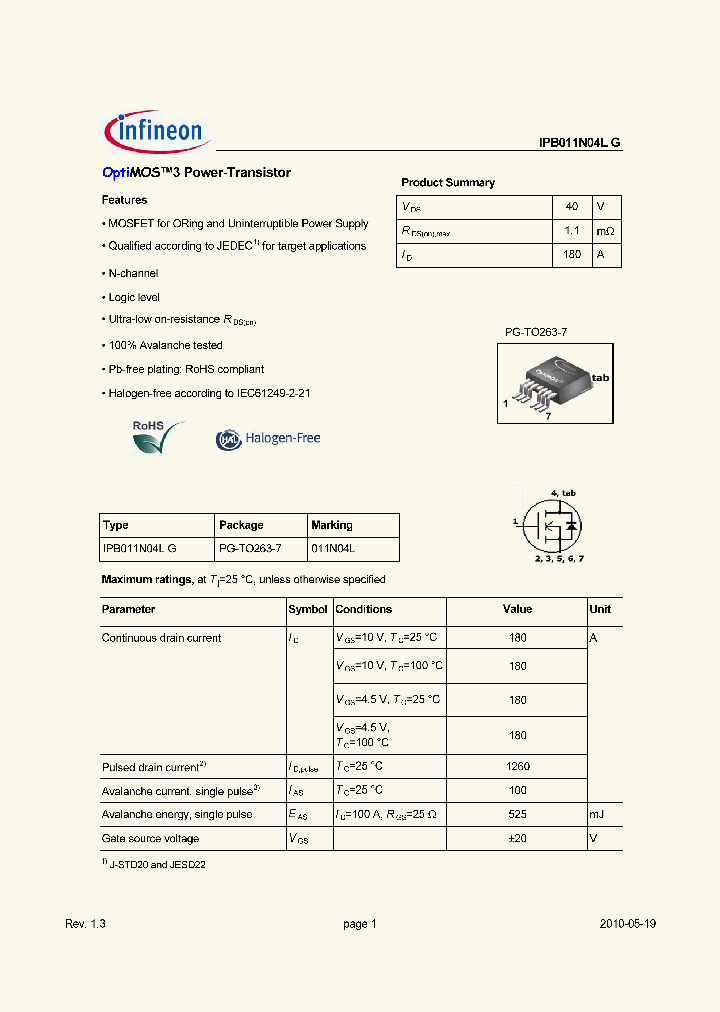 IPB011N04LG_1151906.PDF Datasheet