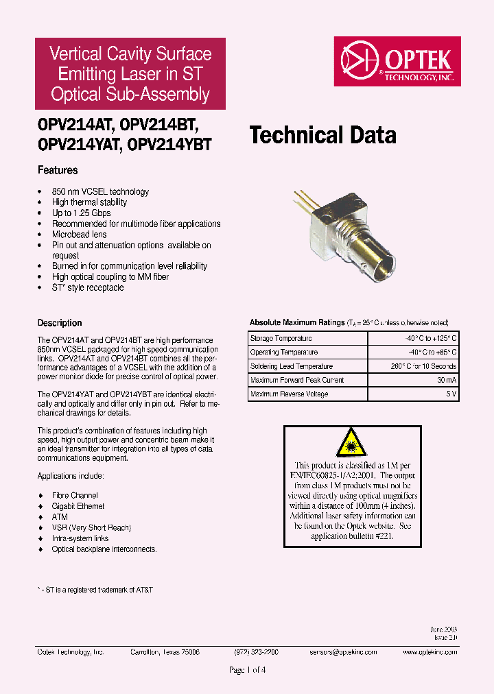 OPV214BT_1150604.PDF Datasheet