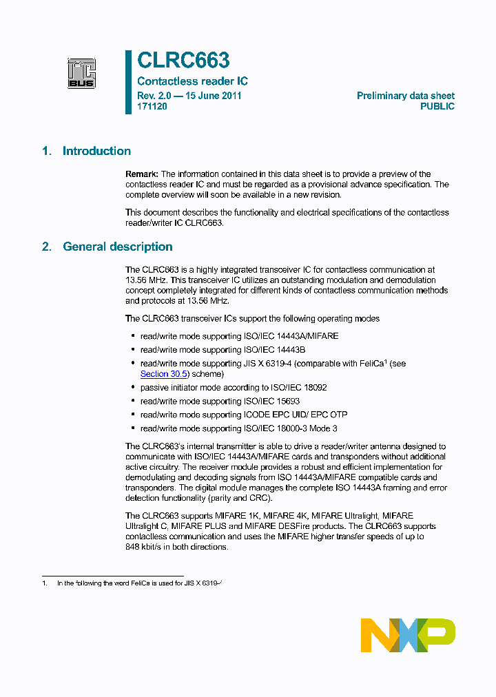 CLRC66301TRAYB_1155459.PDF Datasheet