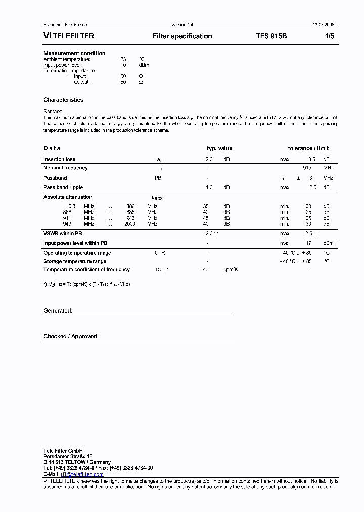 TFS915B_1160140.PDF Datasheet