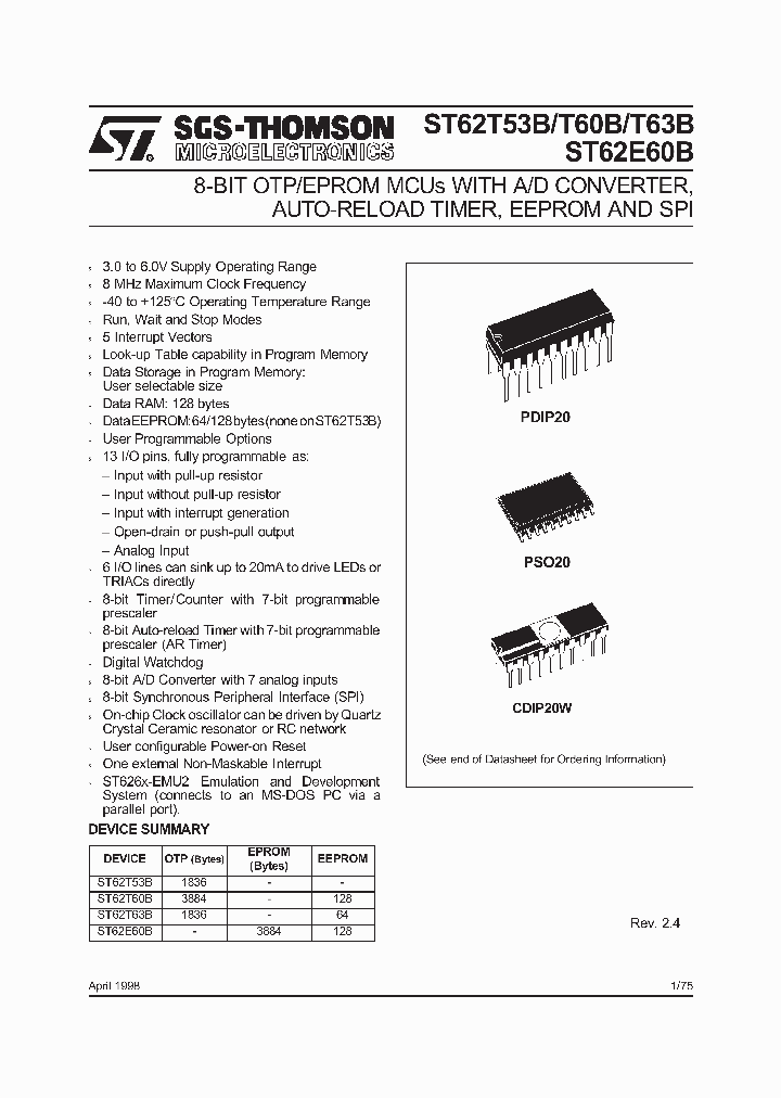ST62T60B_874514.PDF Datasheet