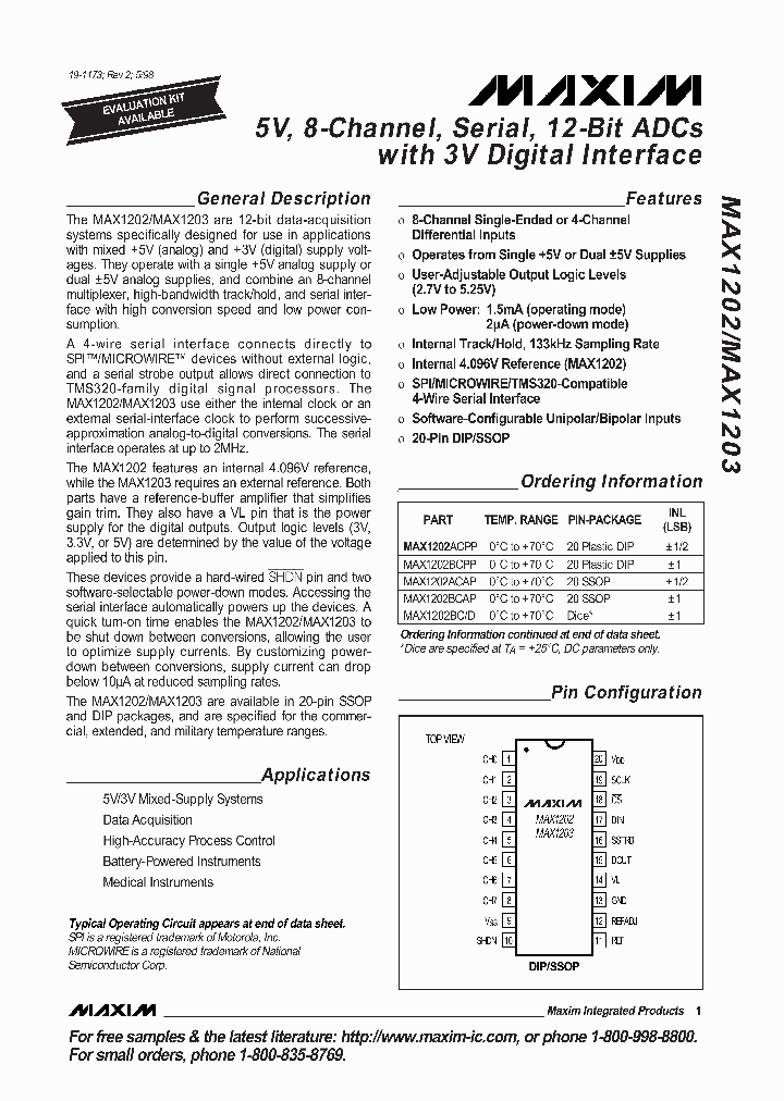 MAX1203BCD_1163063.PDF Datasheet