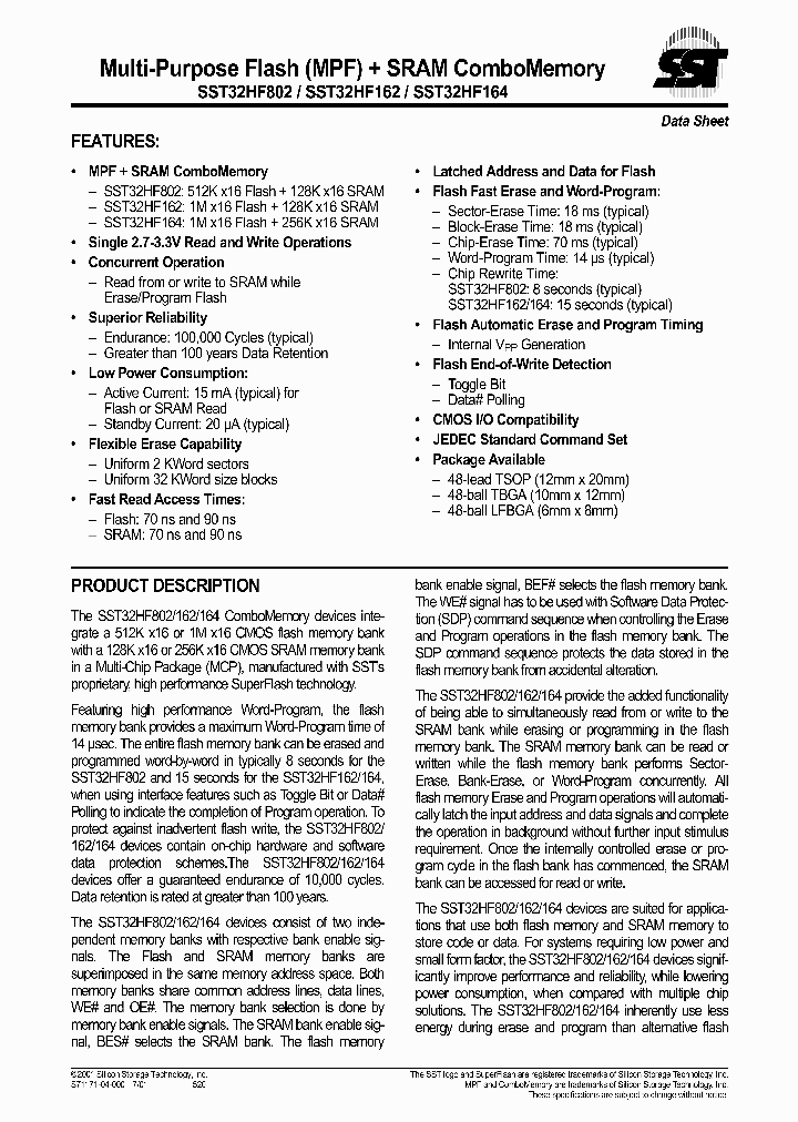 SST32HF164-90-4C-L3K_721870.PDF Datasheet