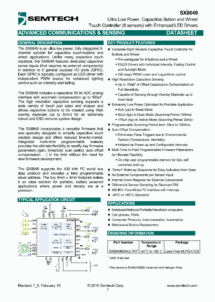 SX8649I05AULTRT_1169330.PDF Datasheet