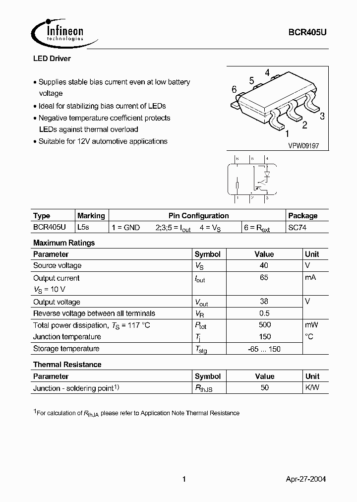 BCR405U_1193981.PDF Datasheet