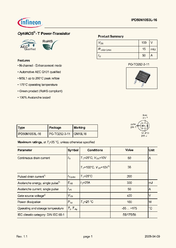 IPD50N10S3L-16_1182849.PDF Datasheet