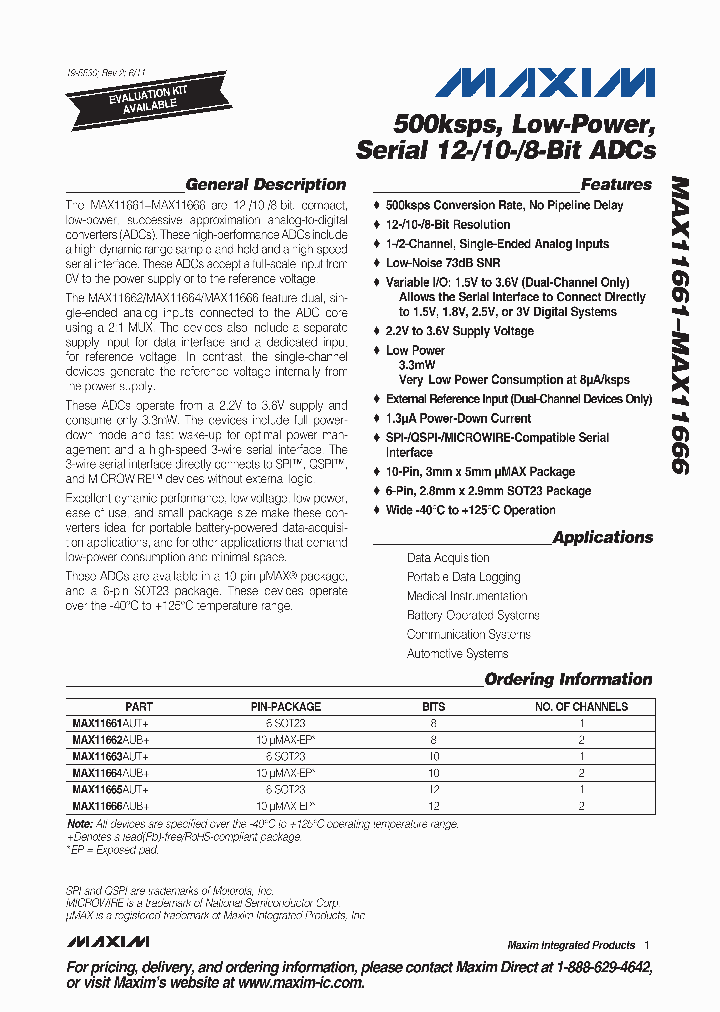MAX11661AUT_1194243.PDF Datasheet