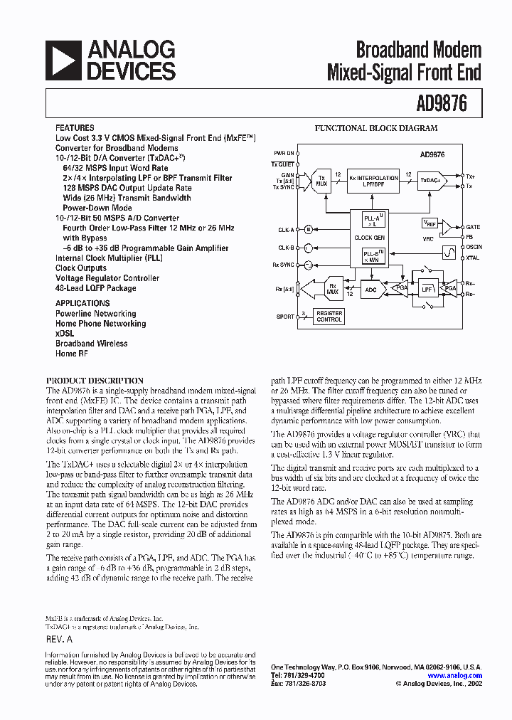 AD9876_733497.PDF Datasheet