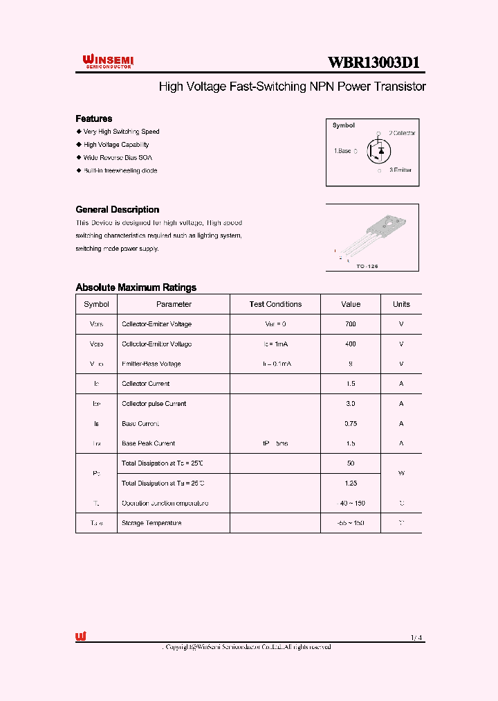 WBR13003D1_1198819.PDF Datasheet