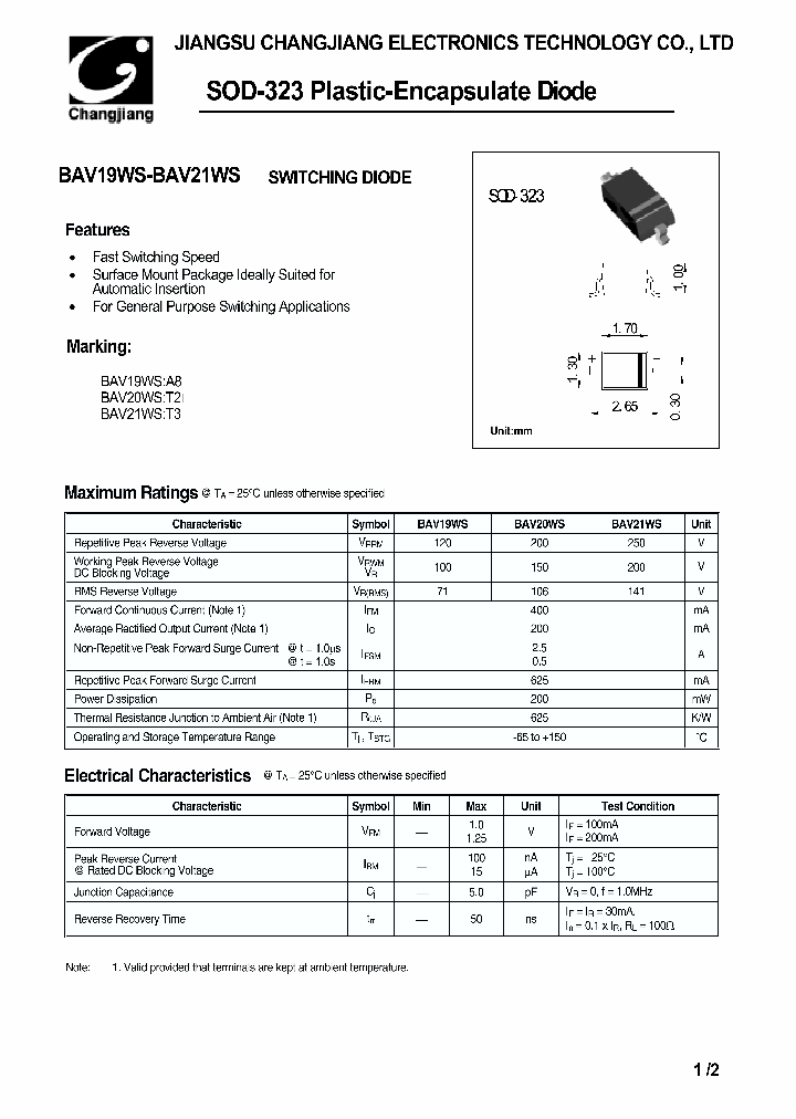 BAV19WS-BAV21WS_735590.PDF Datasheet